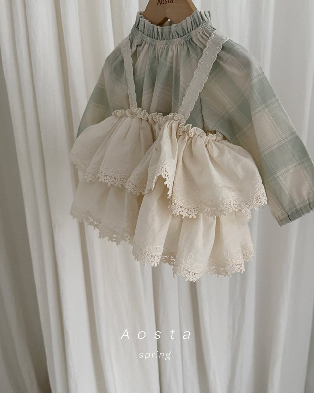 残り1点 即納⌇80cm チェック スモック ブラウス