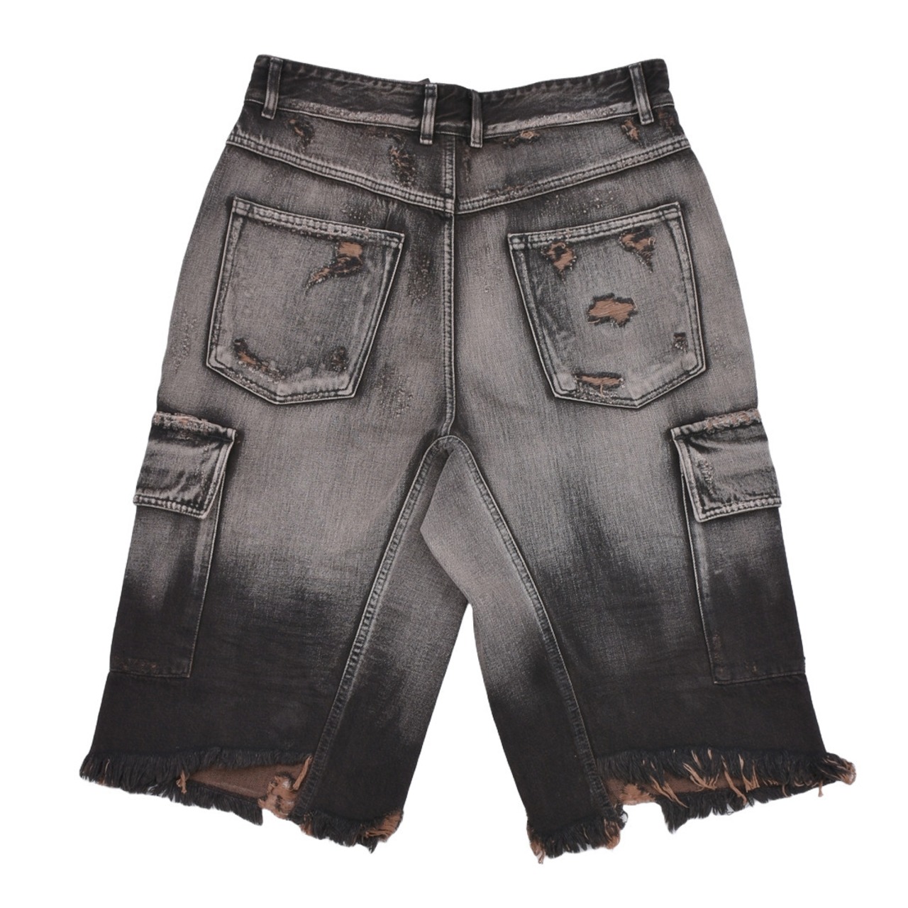 【WE11DONE】BLACK MENS CARGO WASHED DENIM SHORTS - 2