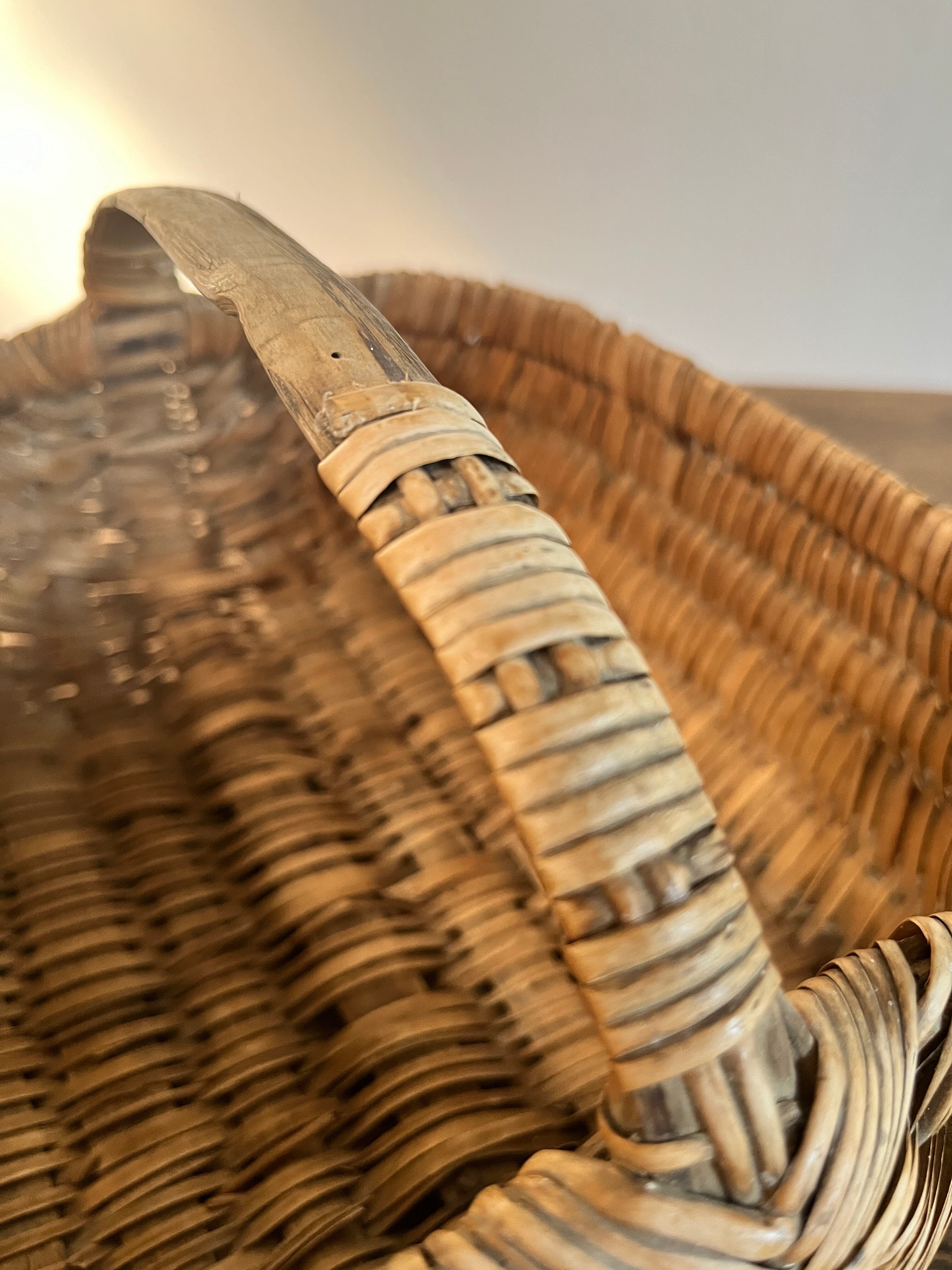 PANIER vintage＜フランスかご・ヴィンテージ・竹ハンドル・かご小さめ