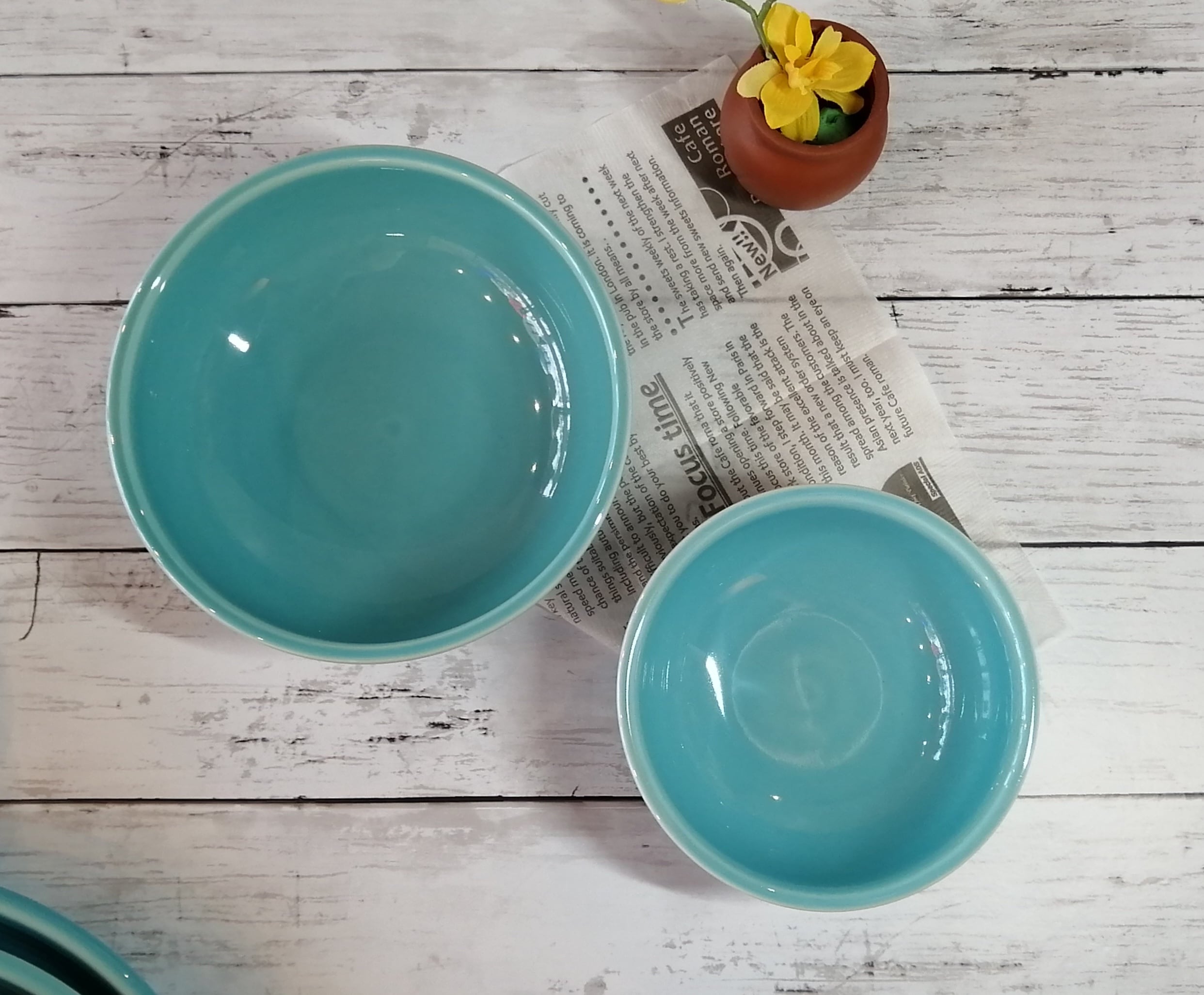 オービット 17cmボウル ターコイズブルー カフェボウル 水色の食器