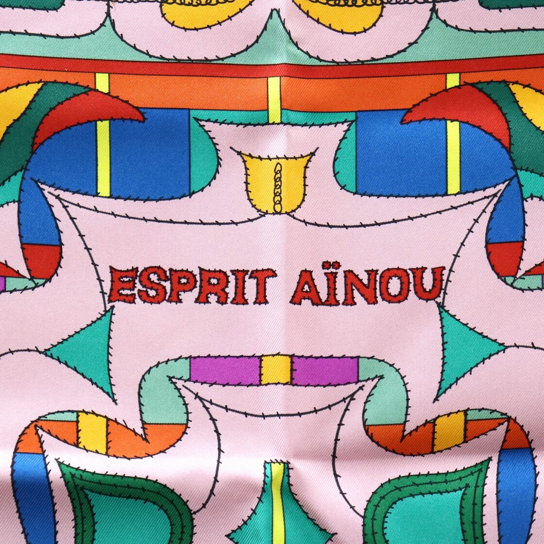 美品 HERMES エルメス カレ90 アイヌの心 ESPRIT AINOU シルクスカーフ 