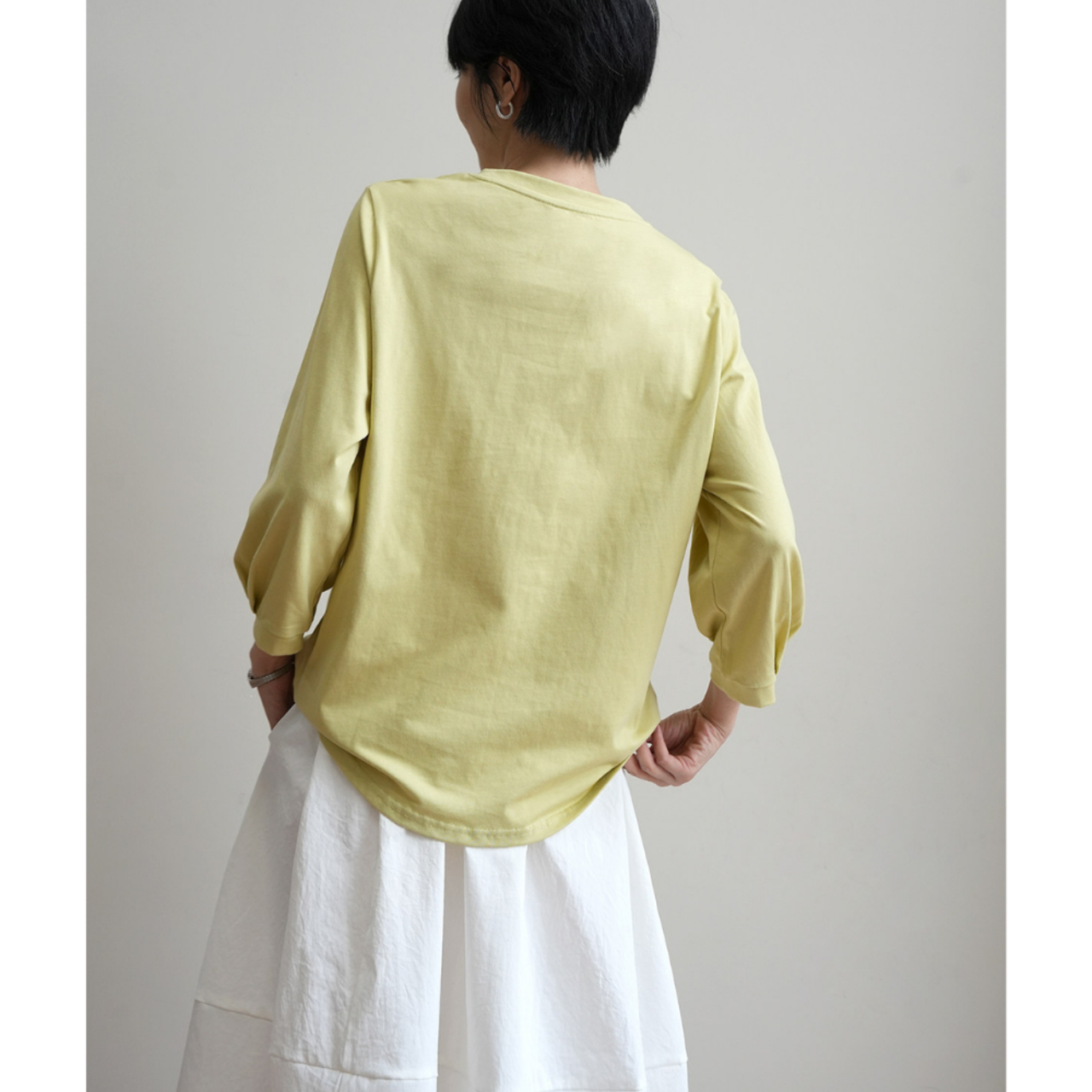 【定番の一枚】着やせ きれいめ クルーネック七分袖カットソー 3color W01442