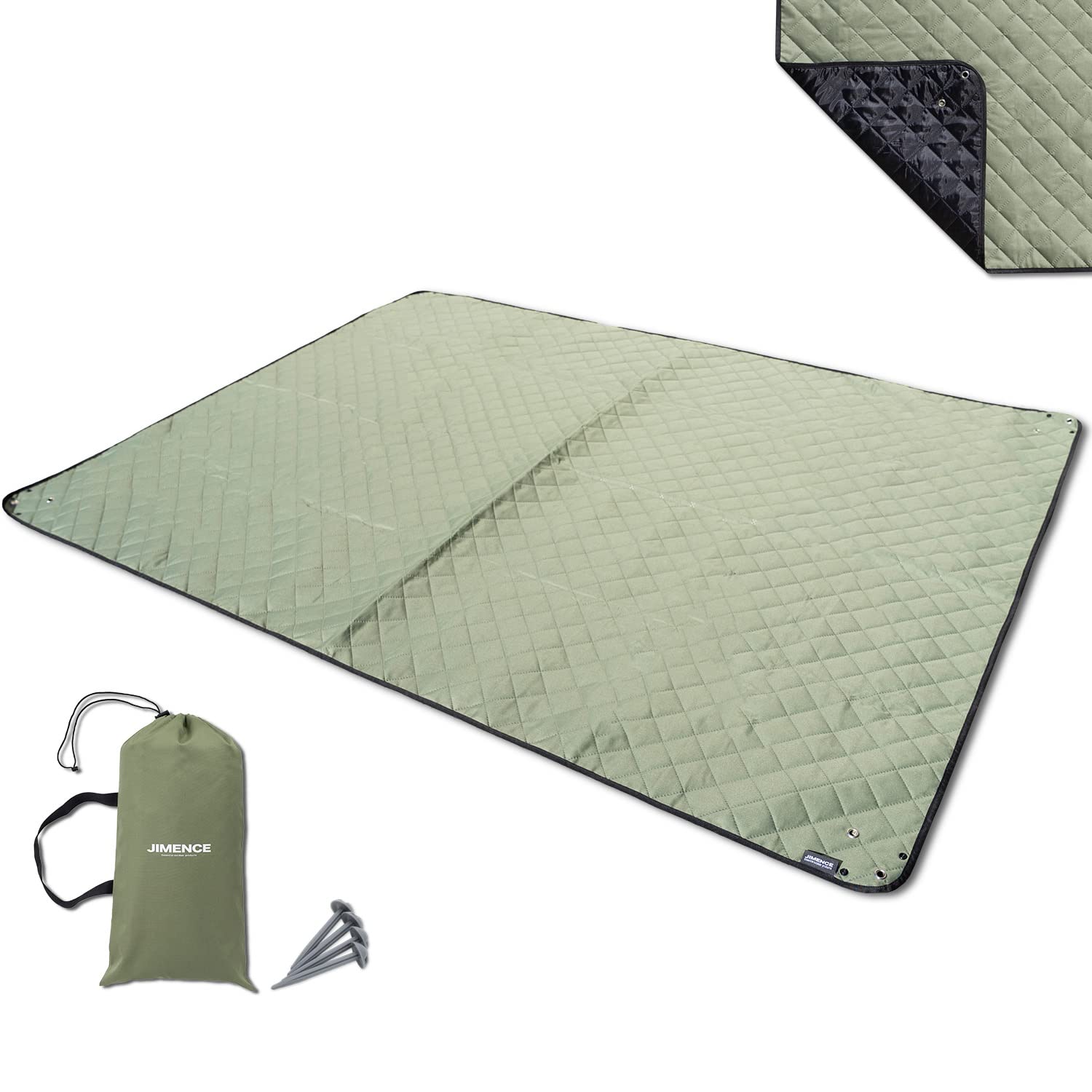 JIMENCE(ジーメンス) レジャーシート 厚手 防水 収納袋付き 1~3人用 200×150cm キャンプマット (グリーン)