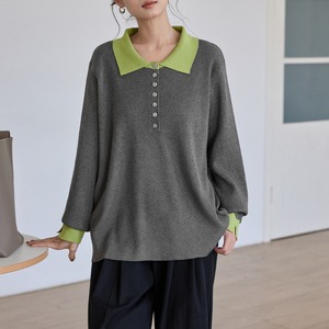 bicolor knit polo shirt　J00399