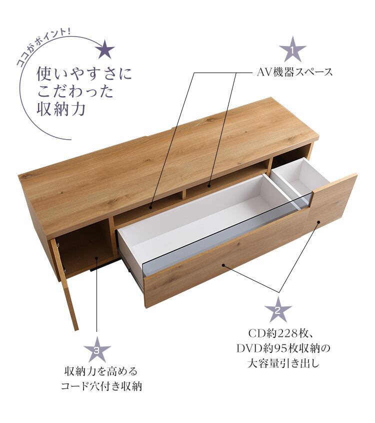 幅140㎝ 5カラー【シャビ―オーク】シンプルで美しいスタイリッシュな