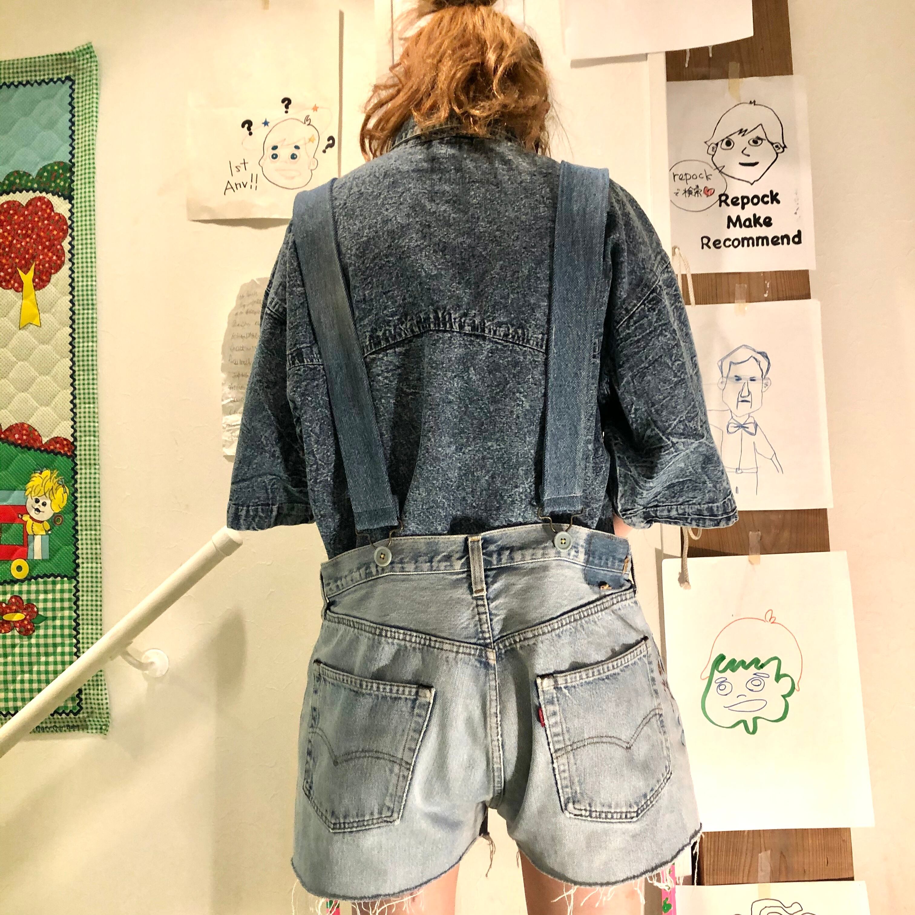 リメイク 80s- Levis ペイント&カットオフ デニムショートパンツ