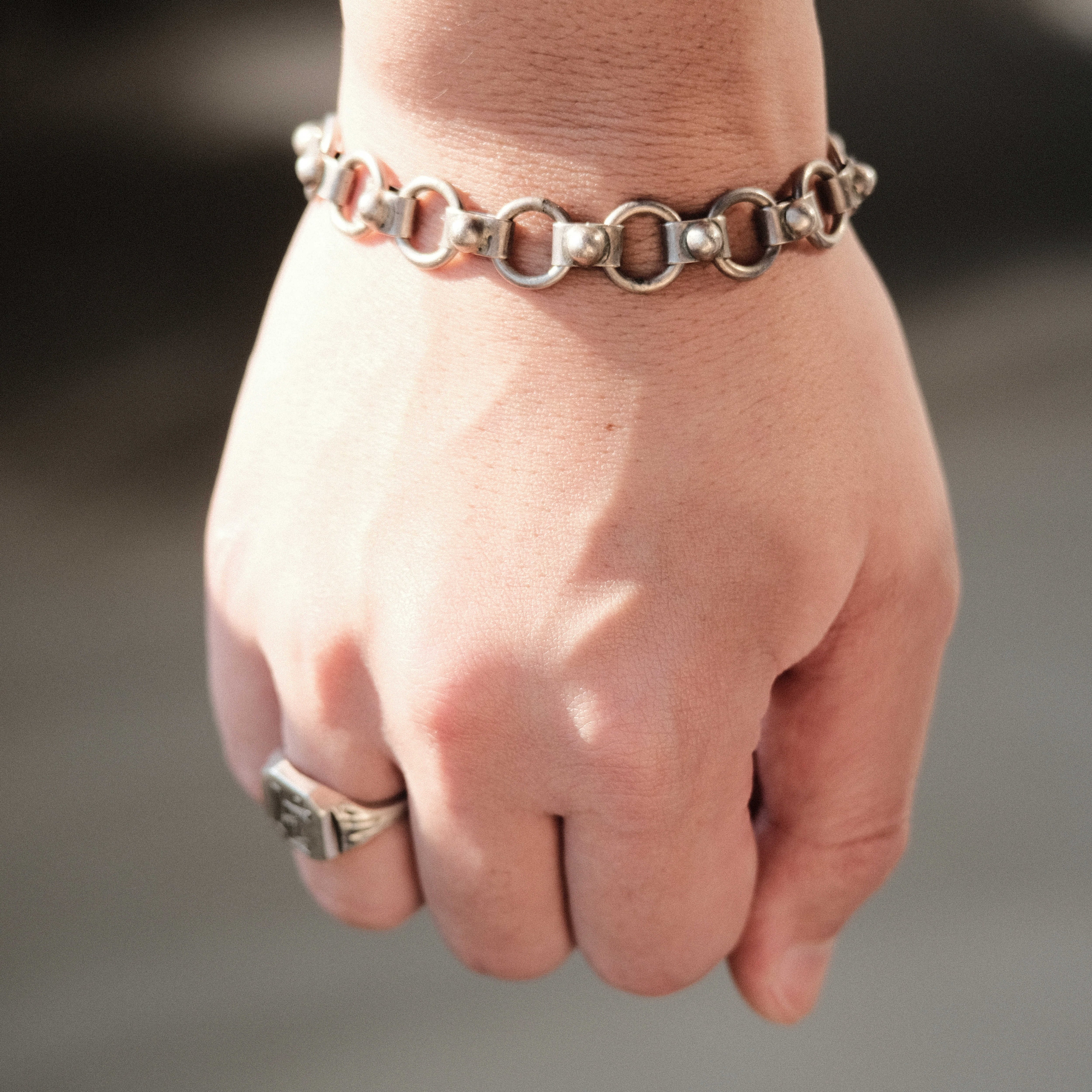 Mexican silver round link bracelet | H2 Vintage