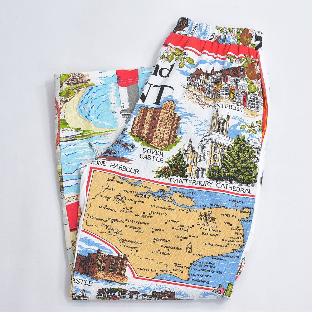 Remakeリメイク ヴィンテージ テキスタイル パッチワーク デザイン 再構築 ルーズシルエット イージーパンツ ツギハギ 古着 裏地付き レディースW66~94cm