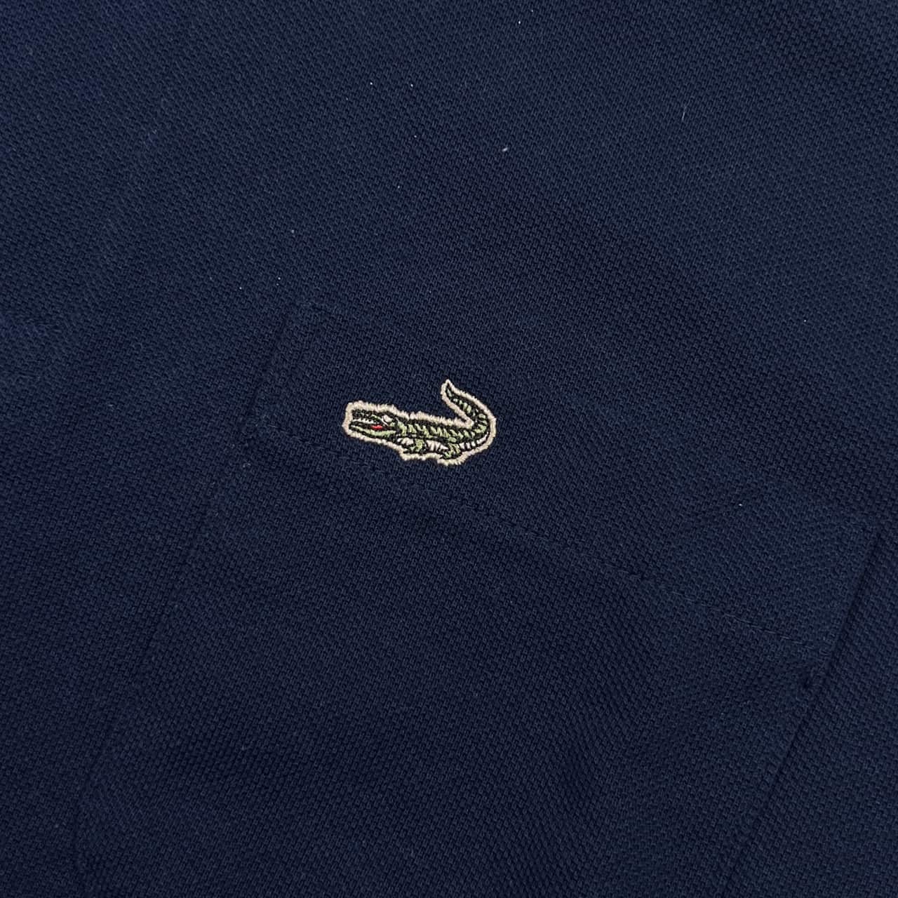 Crocodile クロコダイル 鹿の子 長袖 ポロシャツ M/ネイビー メンズ