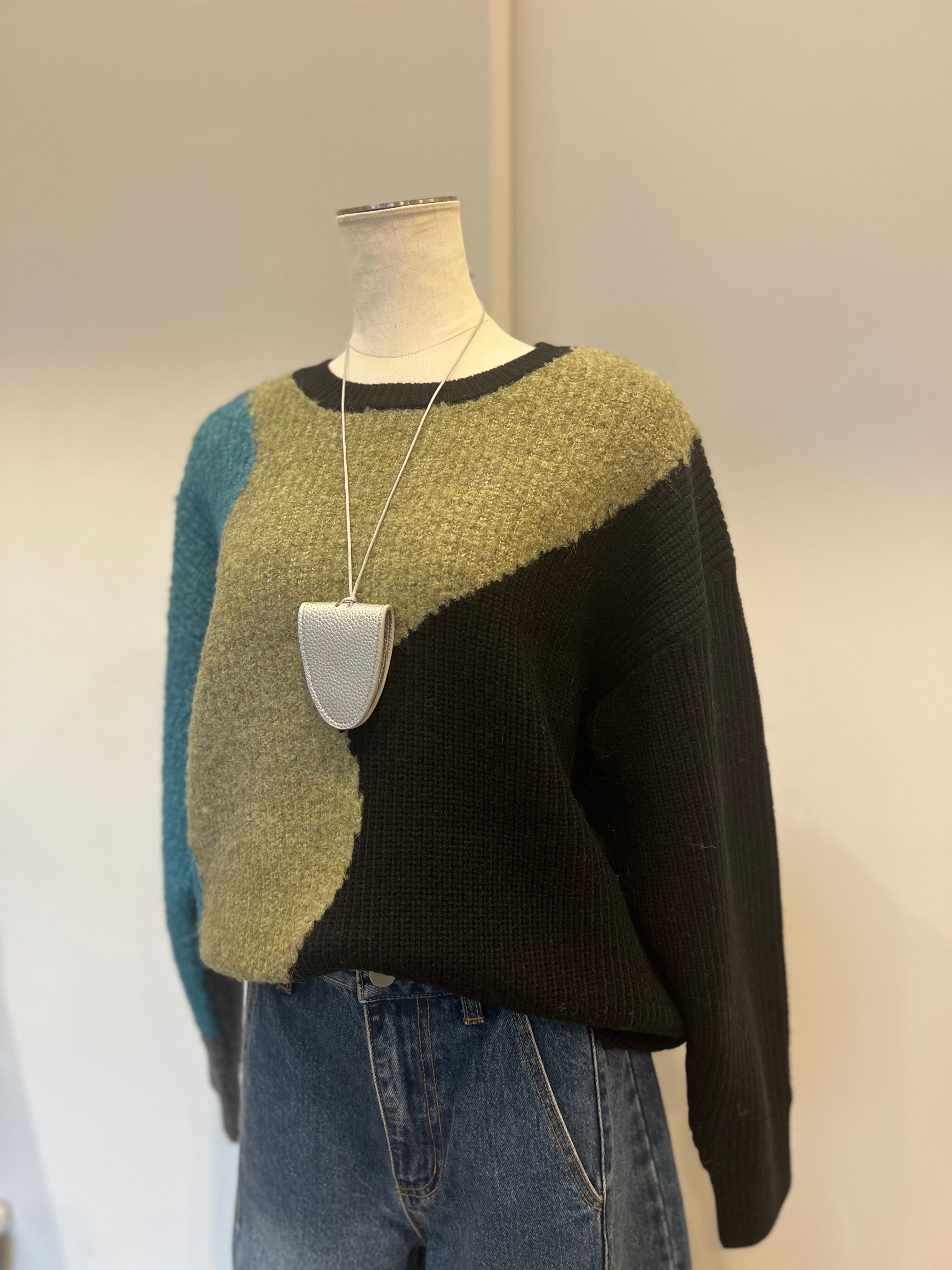 【SELECT】ランダムカラーブロックニット　29-0452