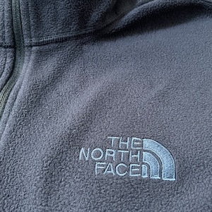 【THE NORTH FACE】フリースジャケット ハーフジップ ワンポイントロゴ 刺繍ロゴ プルオーバー トップス インナーフリース L ネイビー ノースフェイス US古着