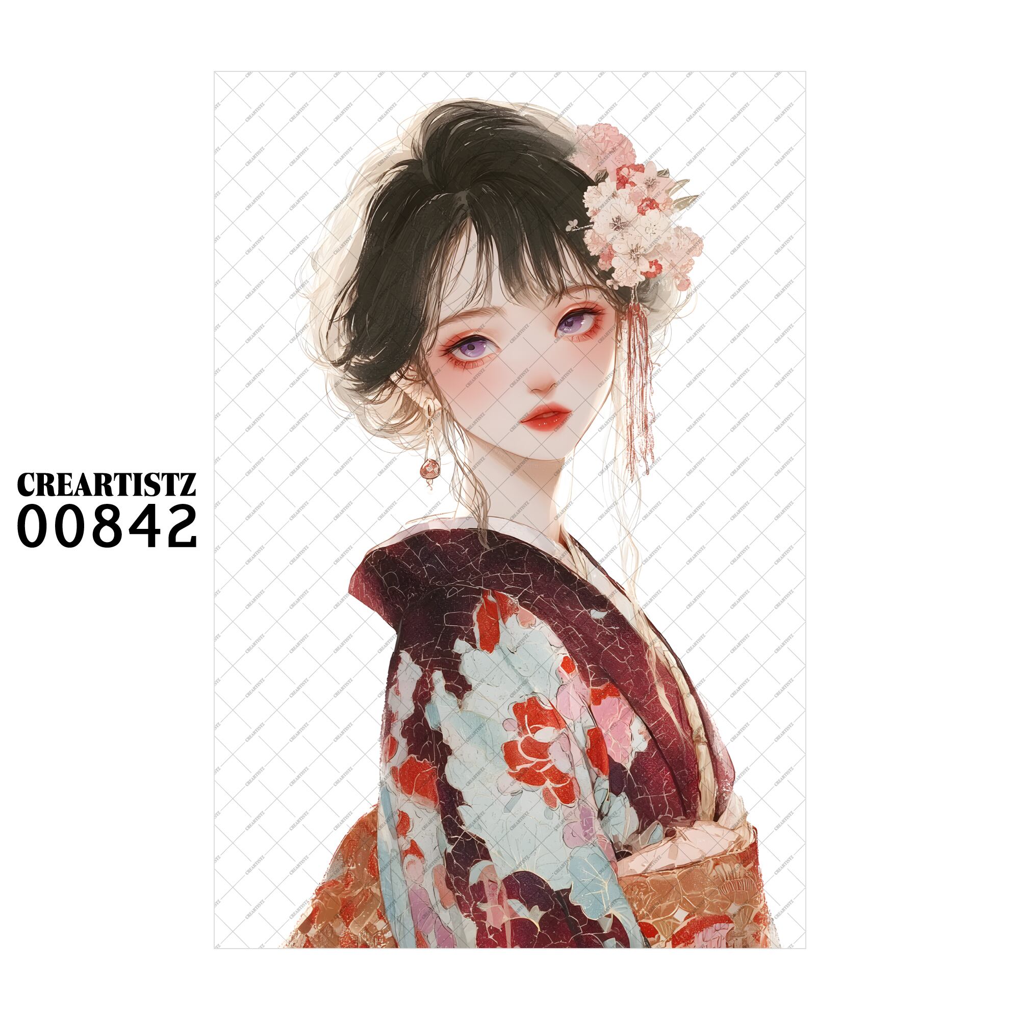 00842 ガール キュート オリジナル ペーパー/ステッカー 4枚セット CREARTISTZ