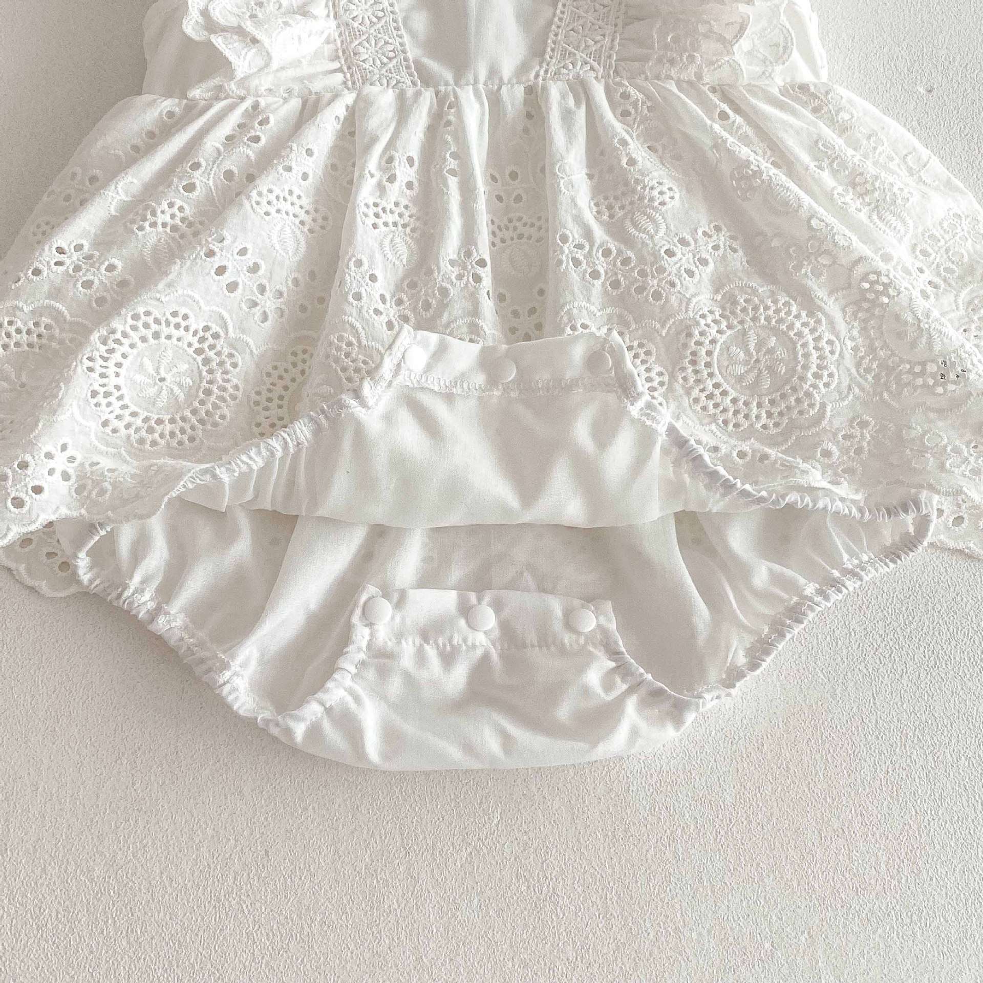 バックリボンオープンロンパース