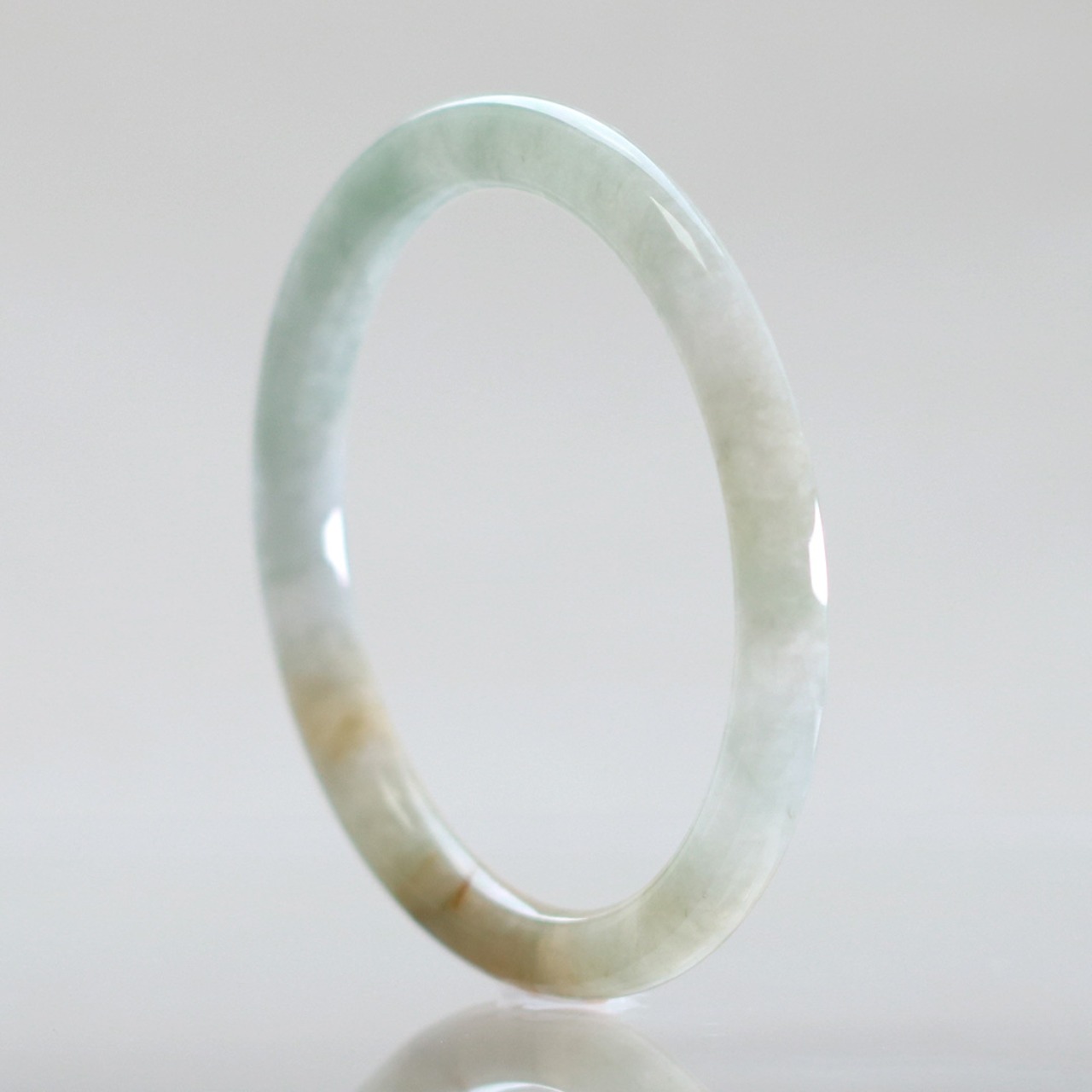 【内径 約54.5mm 】細めのバングルで付けやすい！ バングル A貨翡翠 jd_bg1229