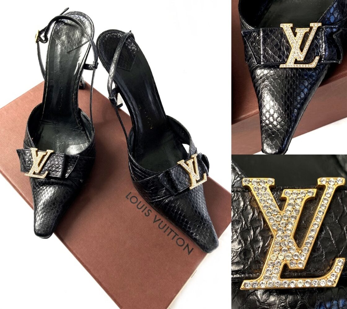 ルイヴィトン LOUIS VUITTON パイソンレザー LVラインストーン ポイン 