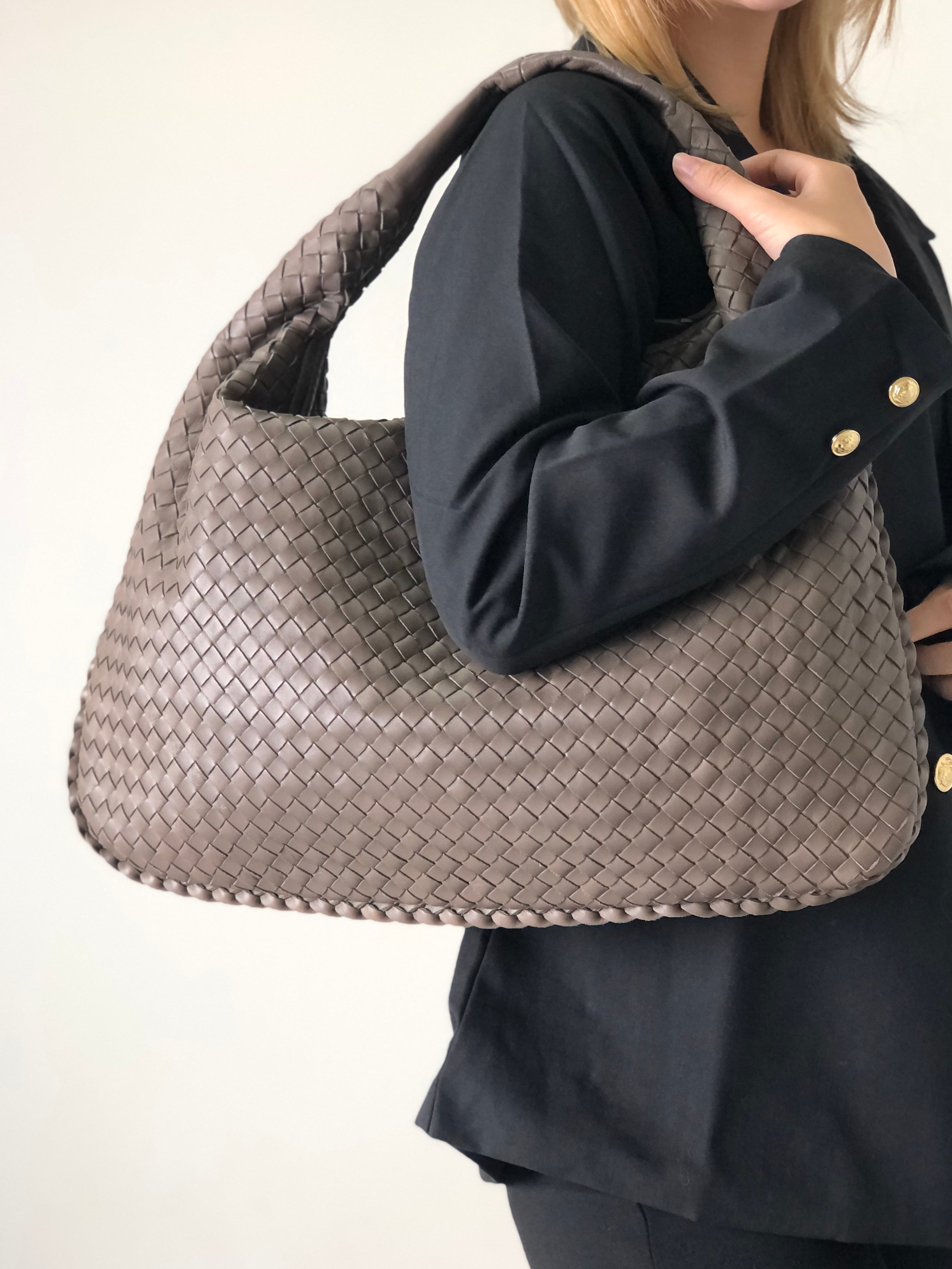 Bottega Veneta ボッテガ・ヴェネタ イントレチャート レザー ホーボーバッグ ショルダーバッグ ベージュ vintage ヴィンテージ  オールド ritud4 | VintageShop solo powered by BASE