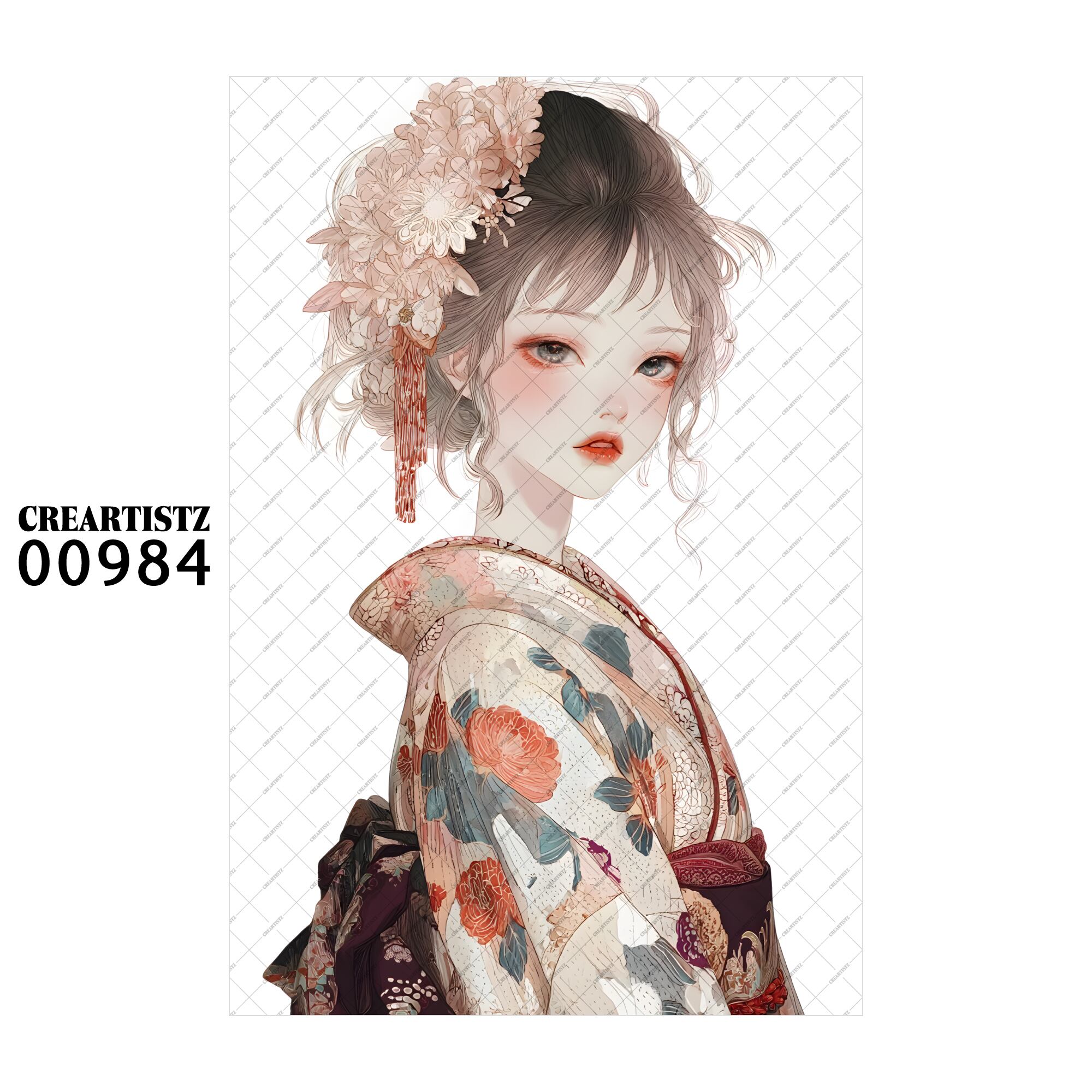 00984 ガール キュート オリジナル ペーパー/ステッカー 4枚セット CREARTISTZ