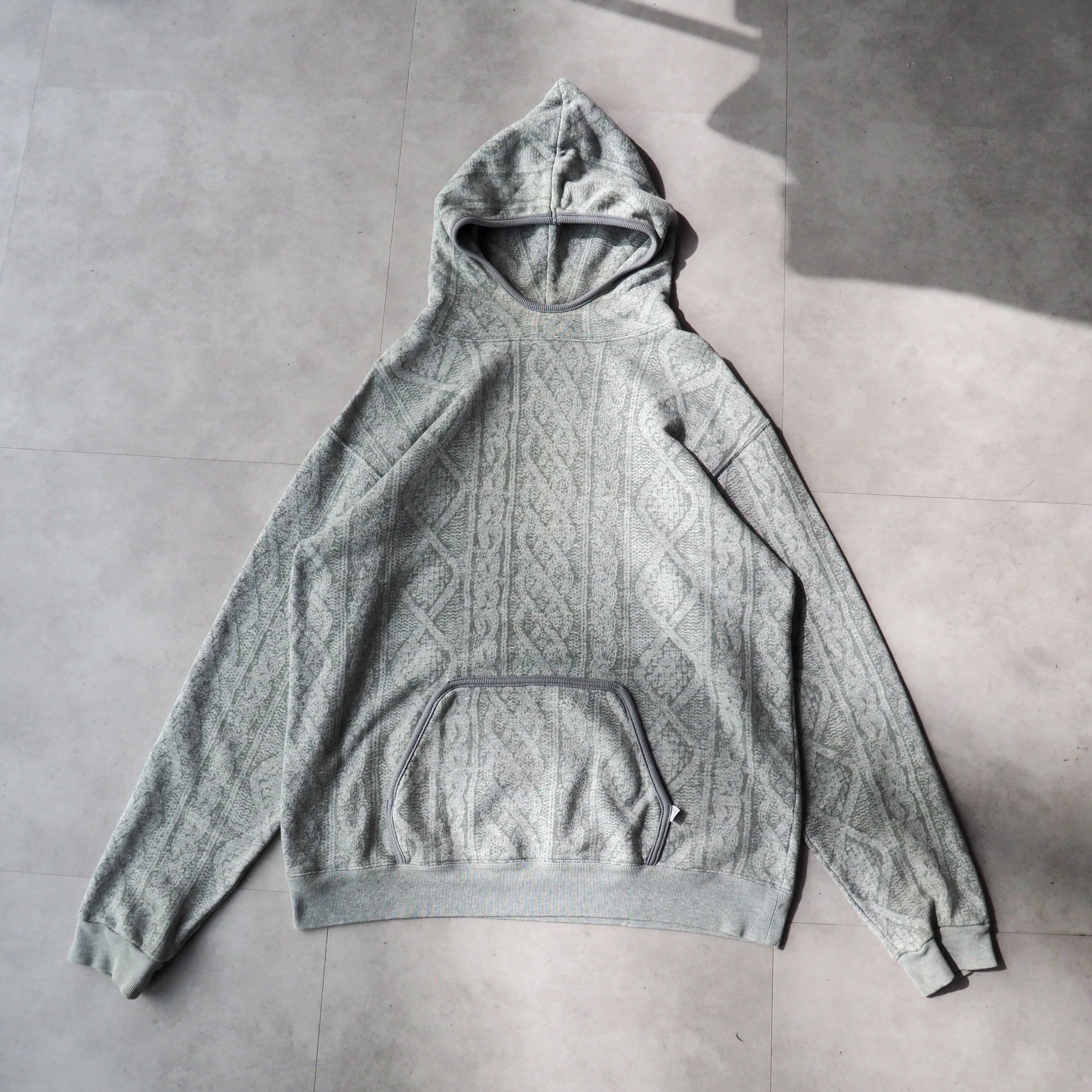 00s “GOOD ENOUGH” cable knit transfer print hoodie 2000年代