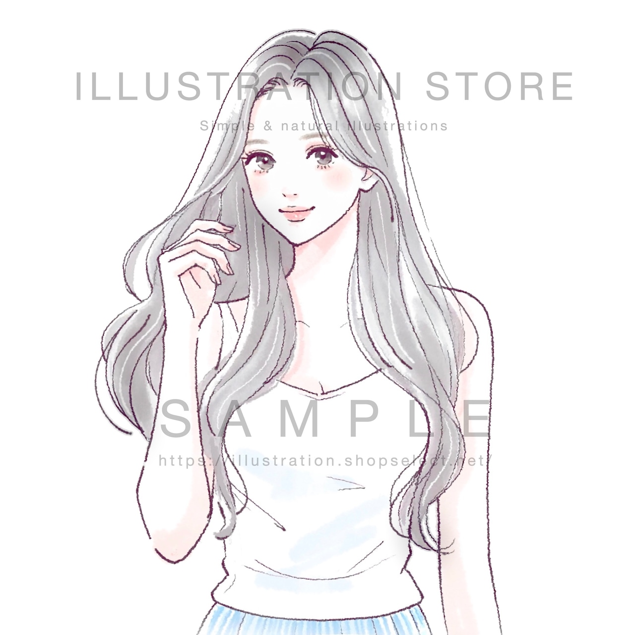 ロングヘアの女性のイラスト素材