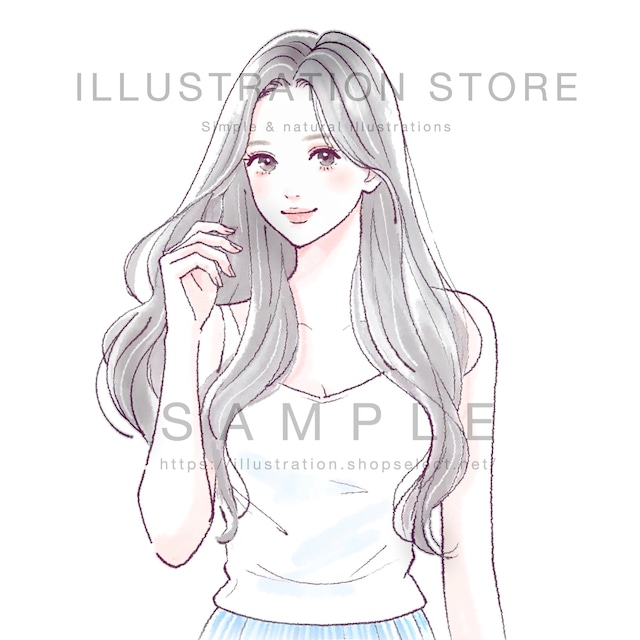 ロングヘアの女性のイラスト素材