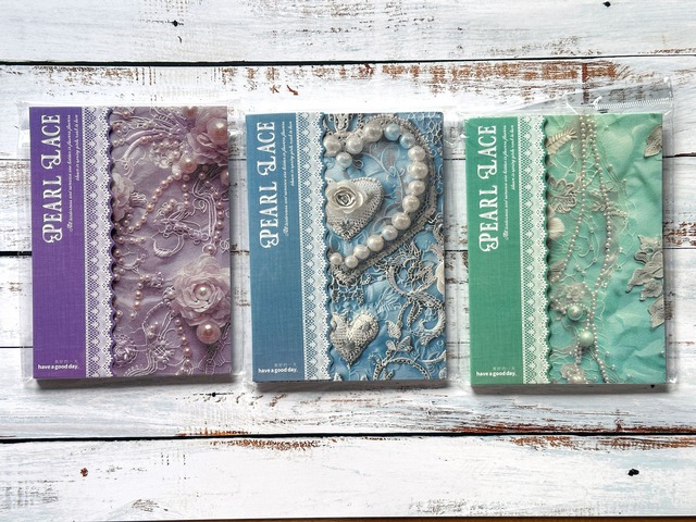 真珠とレースの素材紙セット　10種30枚入り　珠光蕾影（Pearl Lace）シリーズ【美好的一天(have a good day)】[HG-34]