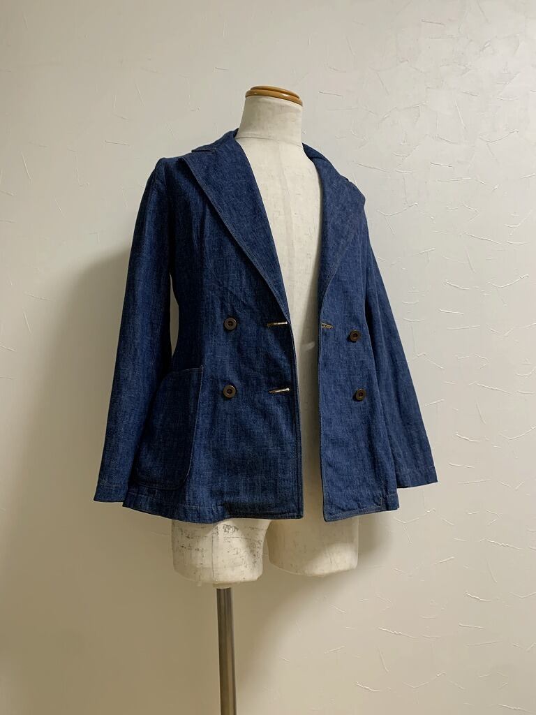 1970's Double Breasted Denim Tailored Jacket
