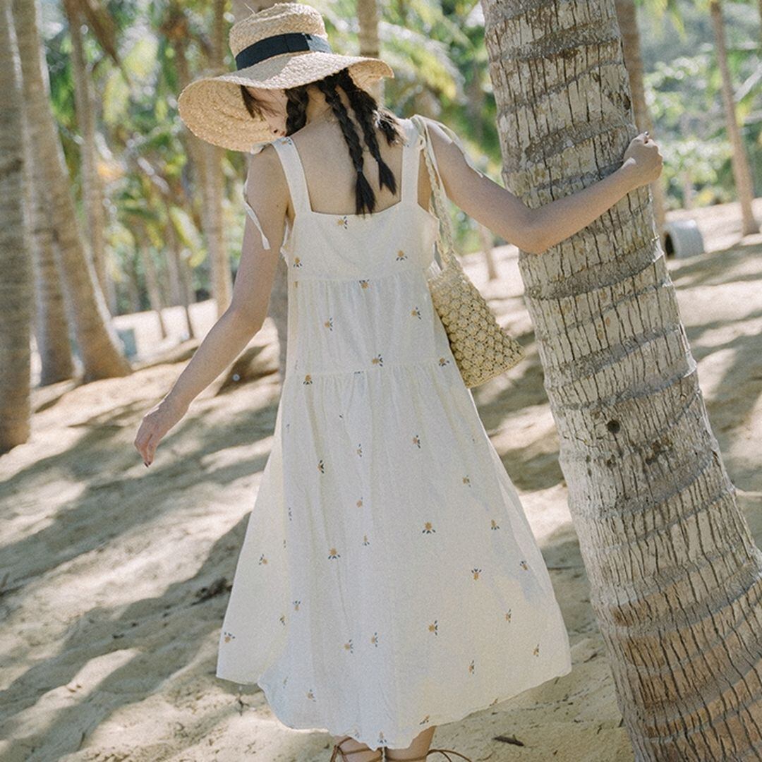 花柄刺繍 ノースリーブワンピース M 10763 | Raglana 