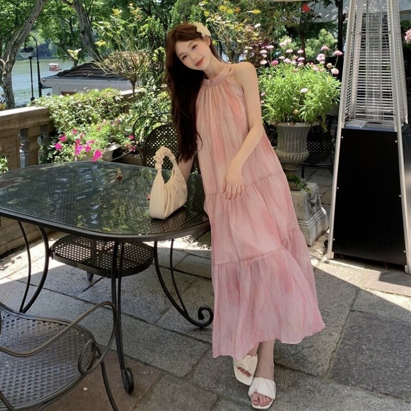 レディース ワンピース ティアード ロングワンピース ノースリーブ