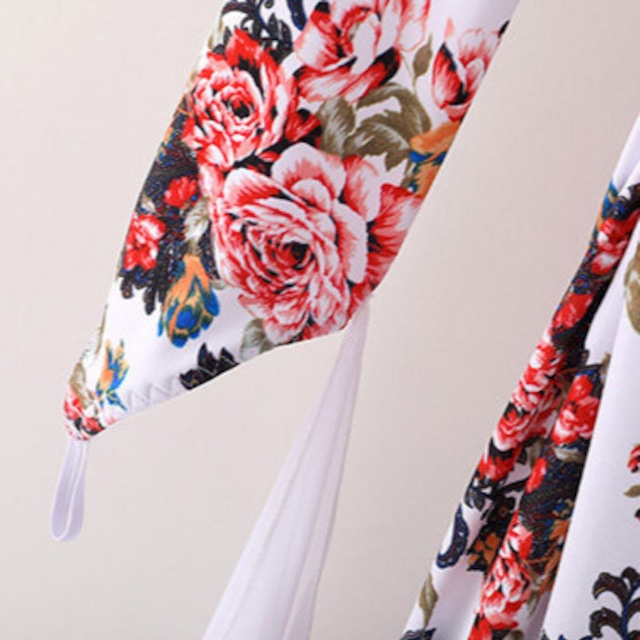 ロングスリーブ フラワープリント ダンスドレス ds1494