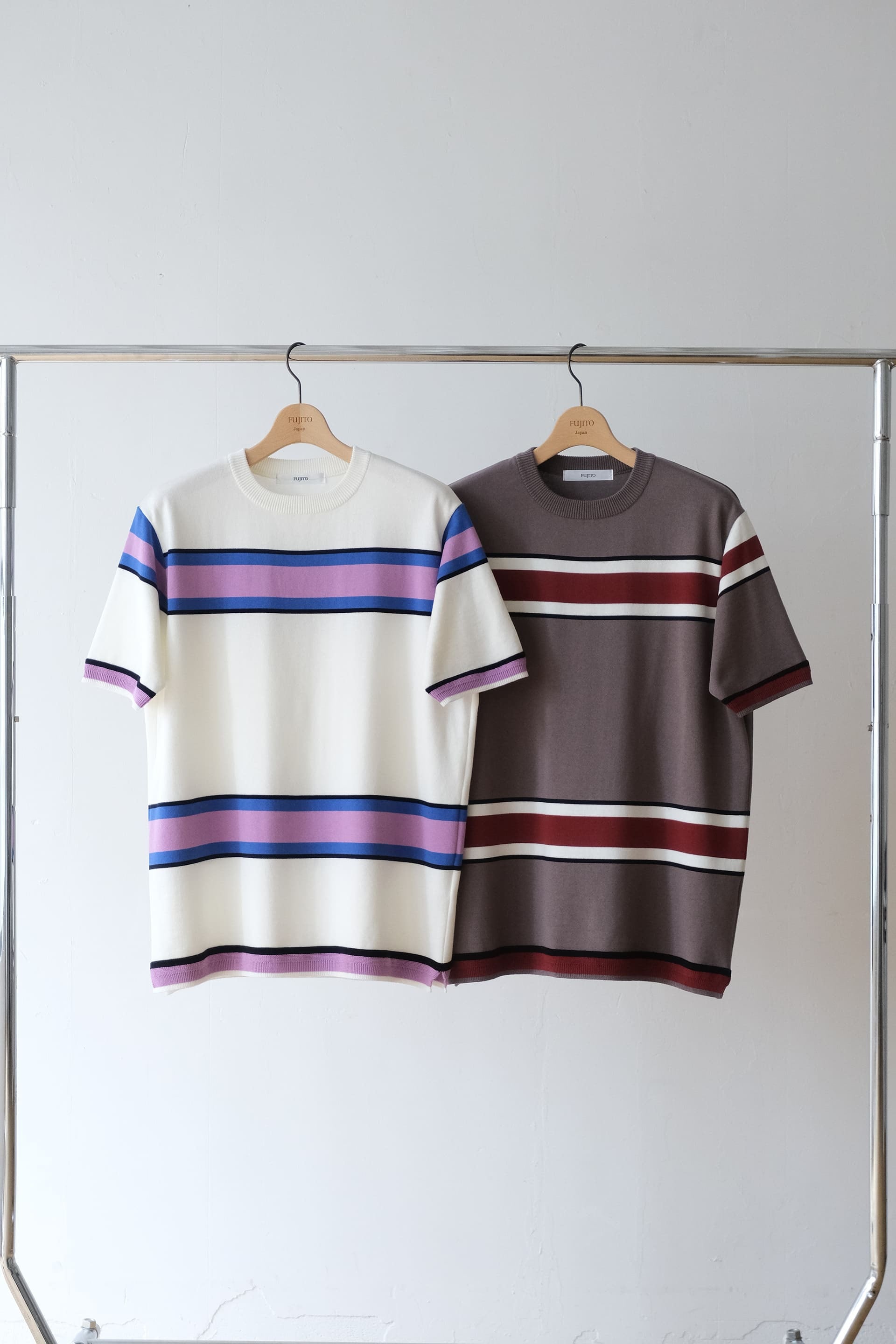 FUJITO(フジト) Border Knit T-Shirt | サウスオレンジ｜メンズ