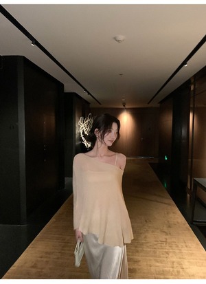 Asymmetrical Knit Camisole and Pullover Set up【H00077】