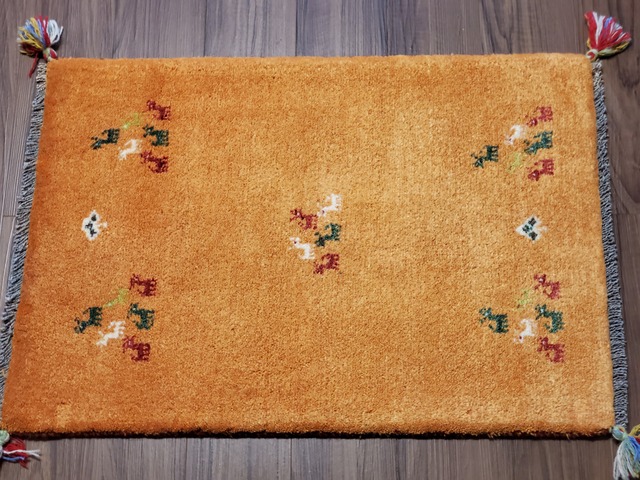 《2020年12月入荷》【No.27】ギャッベ　玄関マットサイズ　ナーランジー