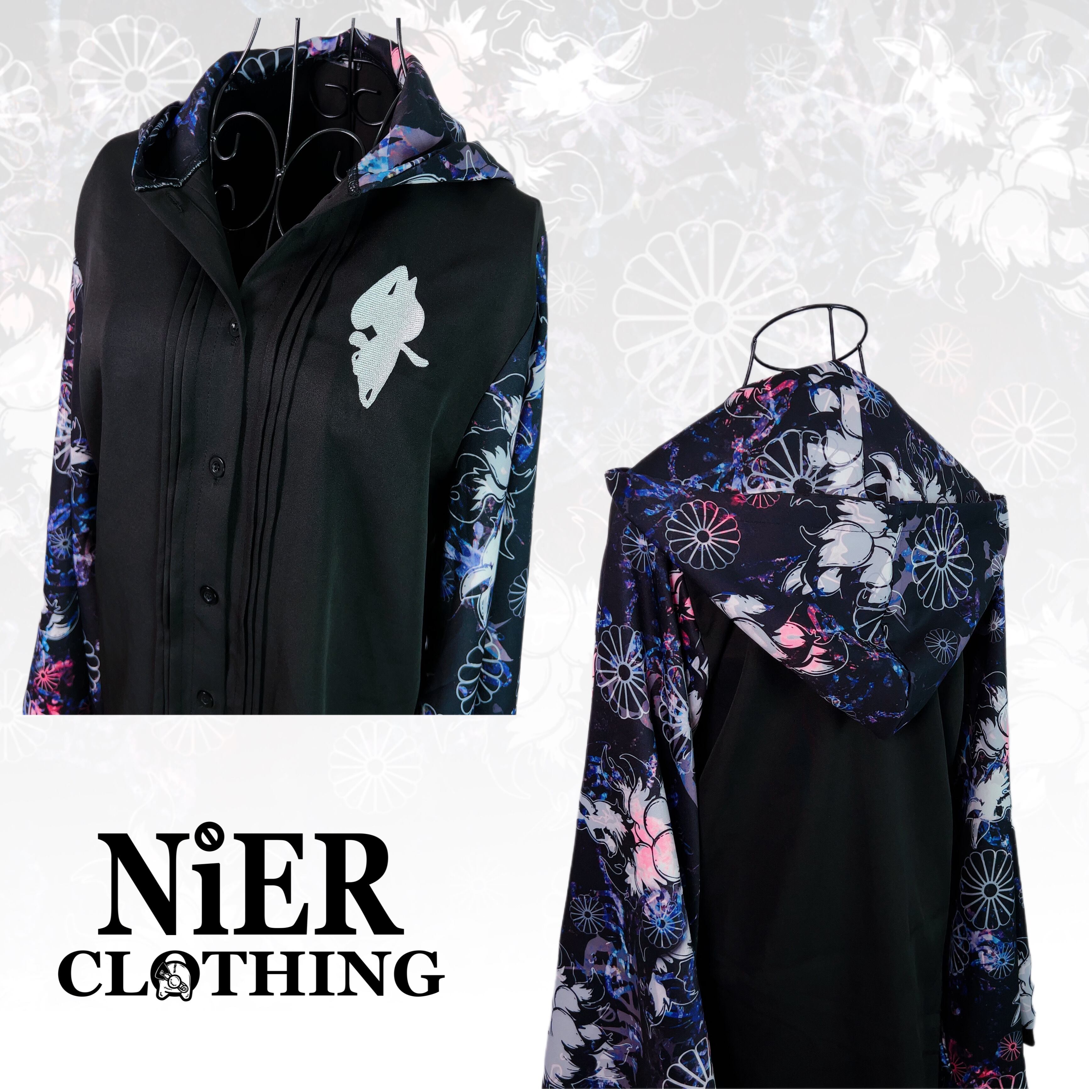 フード×袖リブ付き着物風袖ブロッキングシャツ【和柄九尾】 | NIER CLOTHING powered by BASE