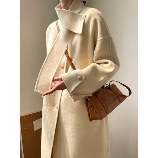 Design loose long wool coat <2colors>