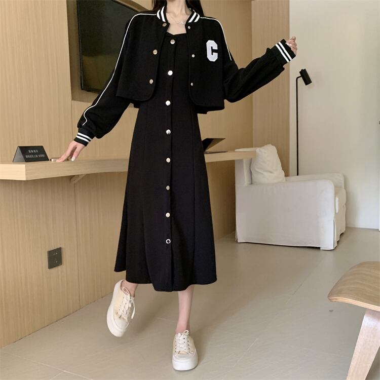 アウター ワンピース ブルゾン シャンパー 膝丈 ひざ丈 膝上 袖あり