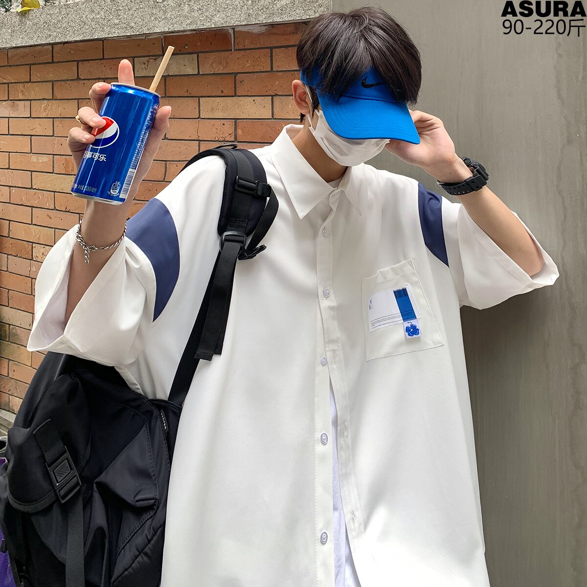 シャツ ルーズ薄手サマー 大きめサイズ 夏物 シルク ASURAプラスサイズメンズ78794260944