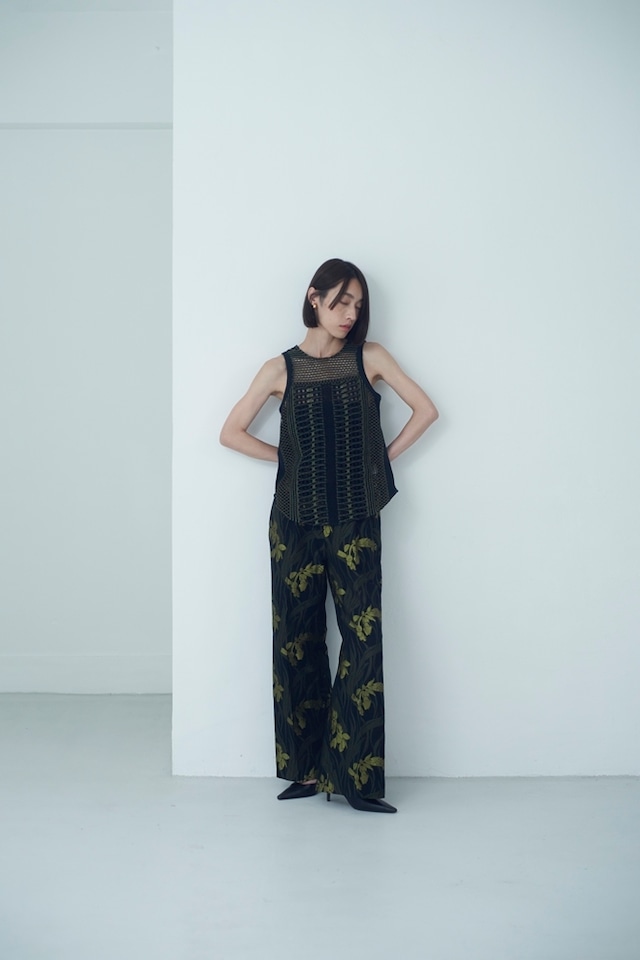 P-01 Flower Wide Pants  [BLACK]