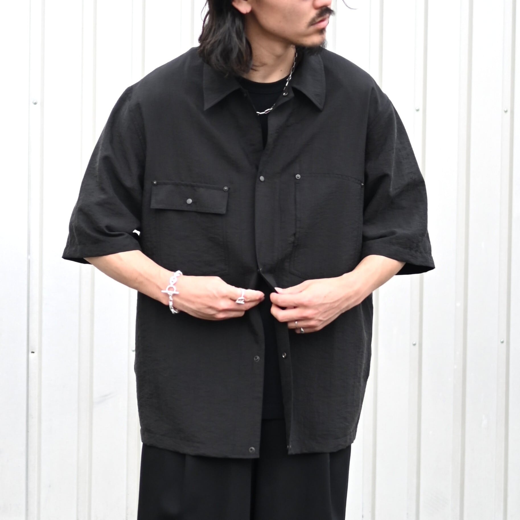 トップス Product Twelve Short Sleeve Shirt product twelve / Silk Nylon Short Sleeve Work Shirt | GANKO