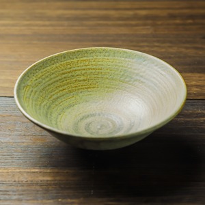 錆浅葱 6寸浅鉢（煮物鉢・浅丼）／吉永哲子