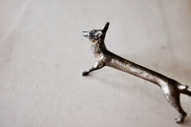 フランス 黙想する動物たちとカトラリーレスト 犬さん アンティーク