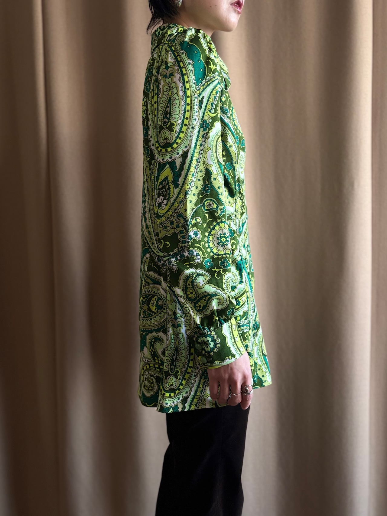 paisley pattern green rétro shirt-5137-1