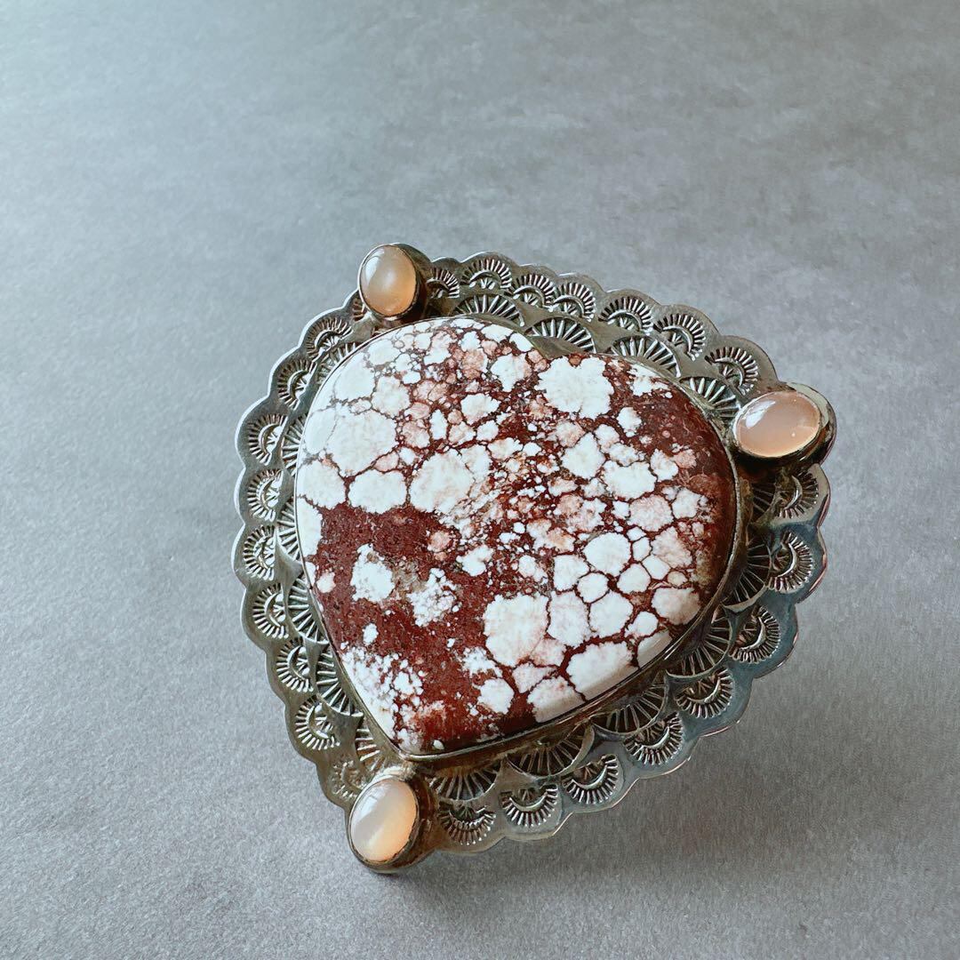 【J189】ラージ ワイルドホース × ブラウンムーンストーン　リング J189】ヴィンテージ ワイルドホース × ブラウンムーンストーン