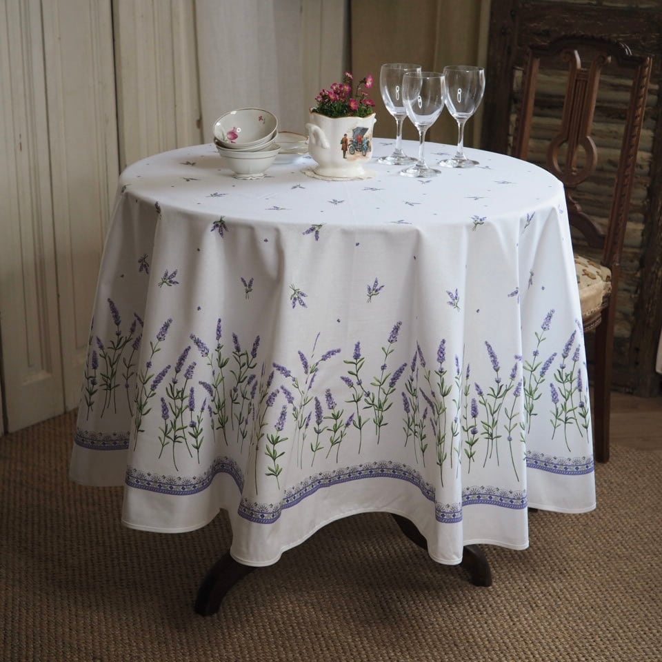 南仏の風をまとう ラベンダーの円形テーブルクロス L’ensoleillade|180cm