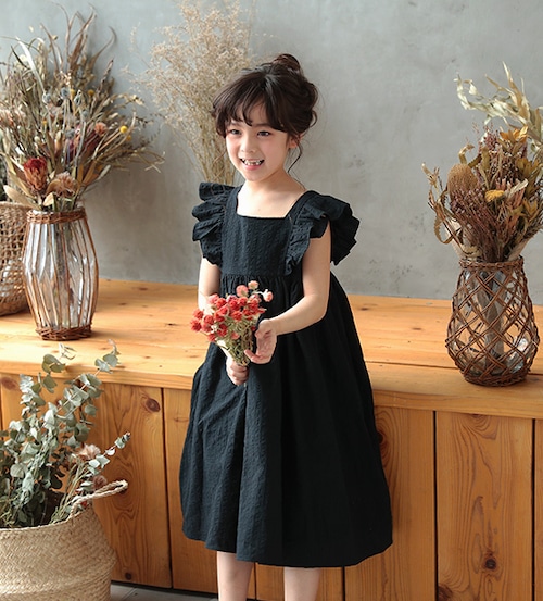 肩フリルワンピース＜Black＞