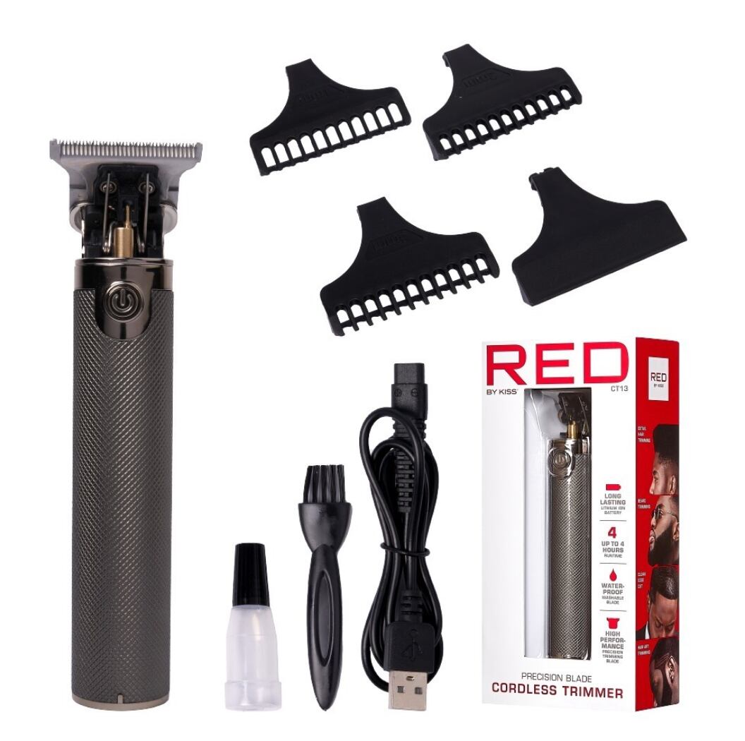 【USB充電】RED BEAUTY 精密ブレード搭載 コードレストリマー クールグレー