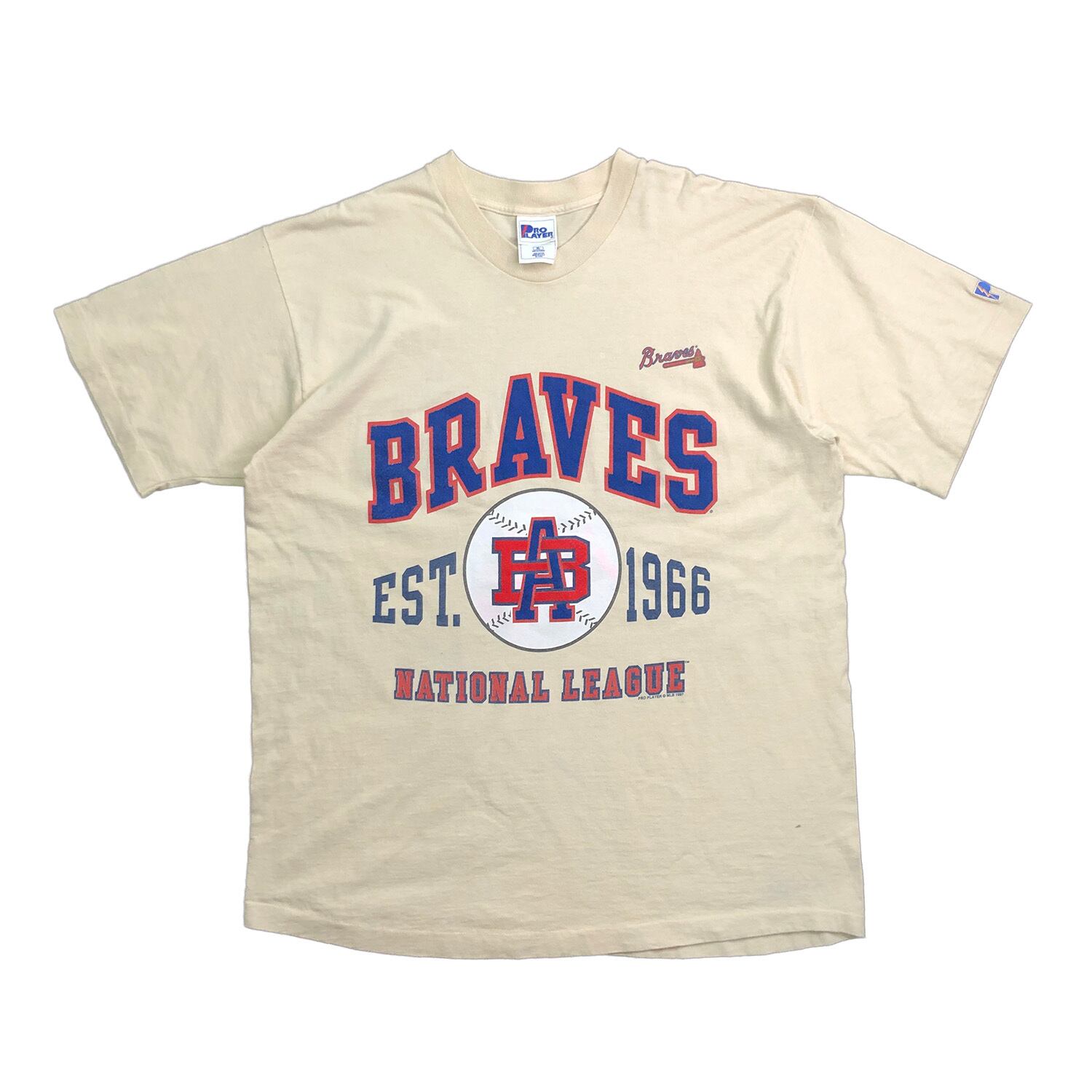 90年代 TRENCH MLB ATLANTA BRAVES アトランタブレーブス スポーツプリントTシャツ USA製 メンズXL ヴィンテージ /eaa318501