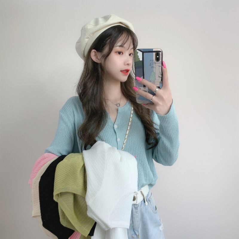 スプリングニットセーター スリムホワイトショートカーディガンジャケット シャツ トップス ロング 春物 1号婦人12444713670