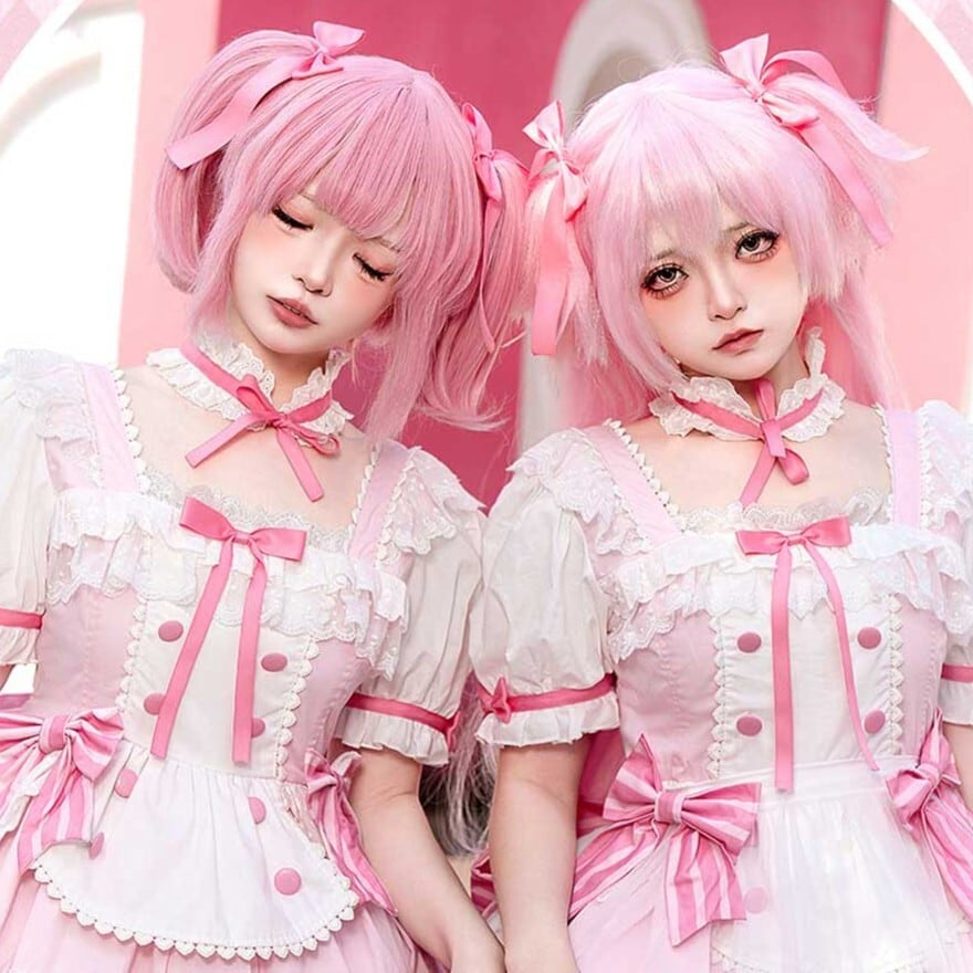 夢かわいい ネックストラップ チョーカー パステルピンク リボン コン