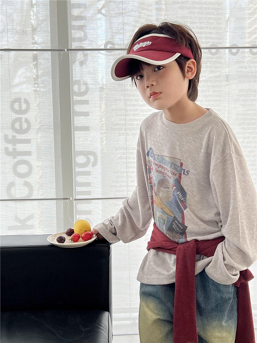 90,100cm 2color イラストトップス