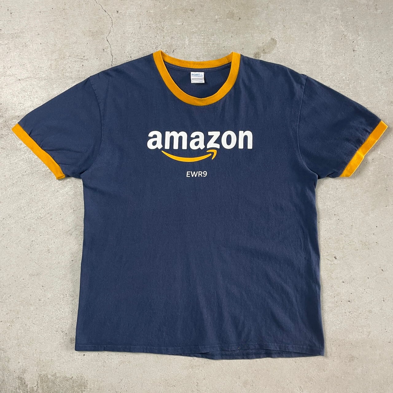 amazon アマゾン 企業ロゴ プリント リンガーTシャツ メンズL 古着